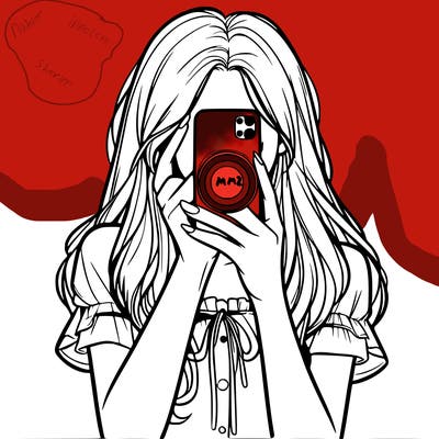 a realistic girl holding her phone taking pictures