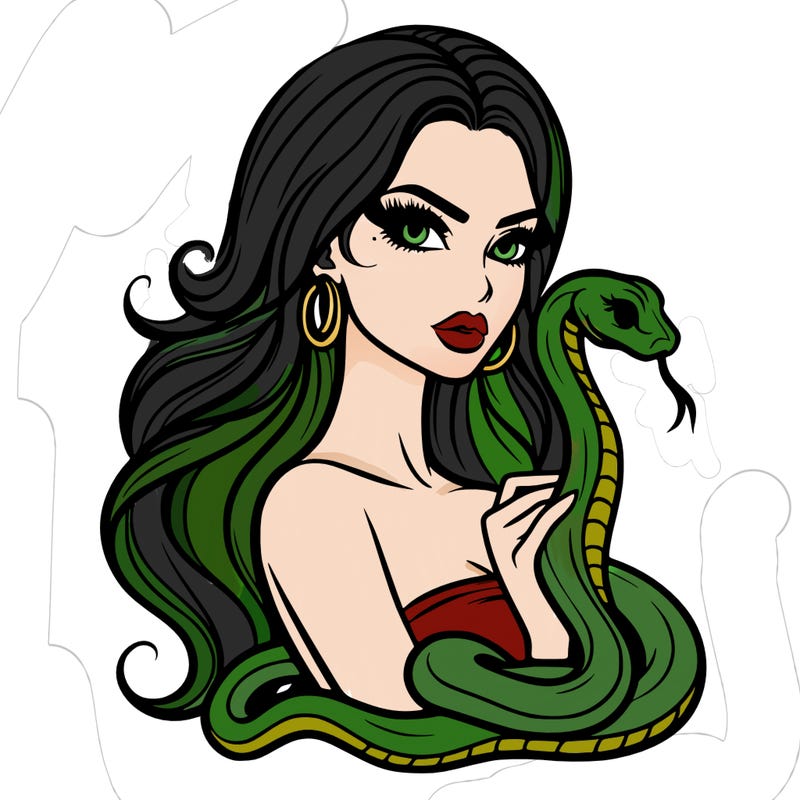 a beautiful woman with a snake