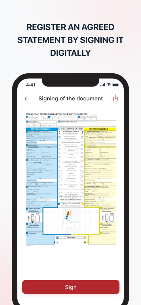 LTAB OCTA - Digital signing of an agreed statement accident form on the LTAB OCTA mobile app
