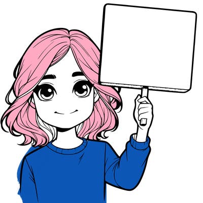 realistic girl holding up a sign