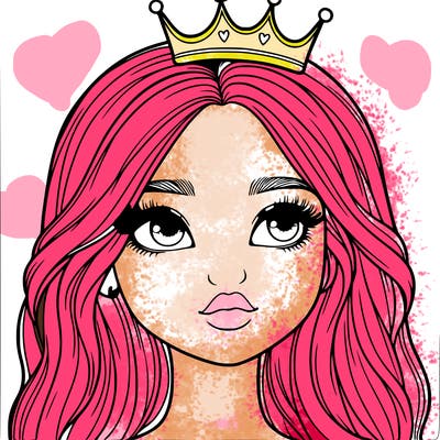 a realistic girl with a crown on
