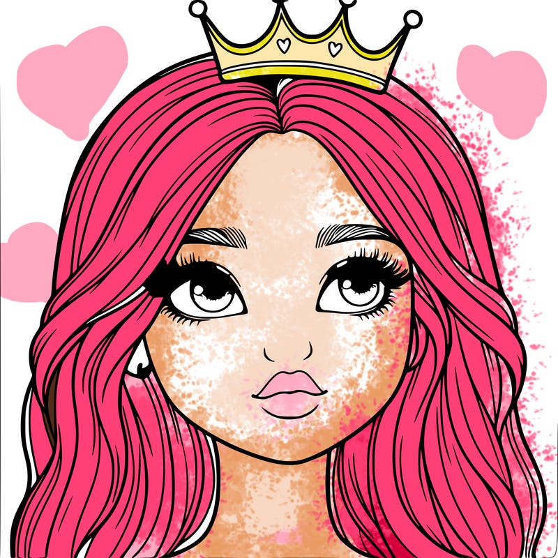 a realistic girl with a crown on