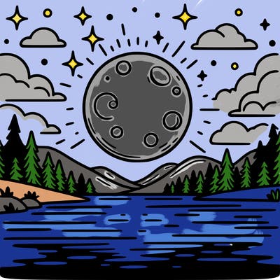 moonlight shining on a lake