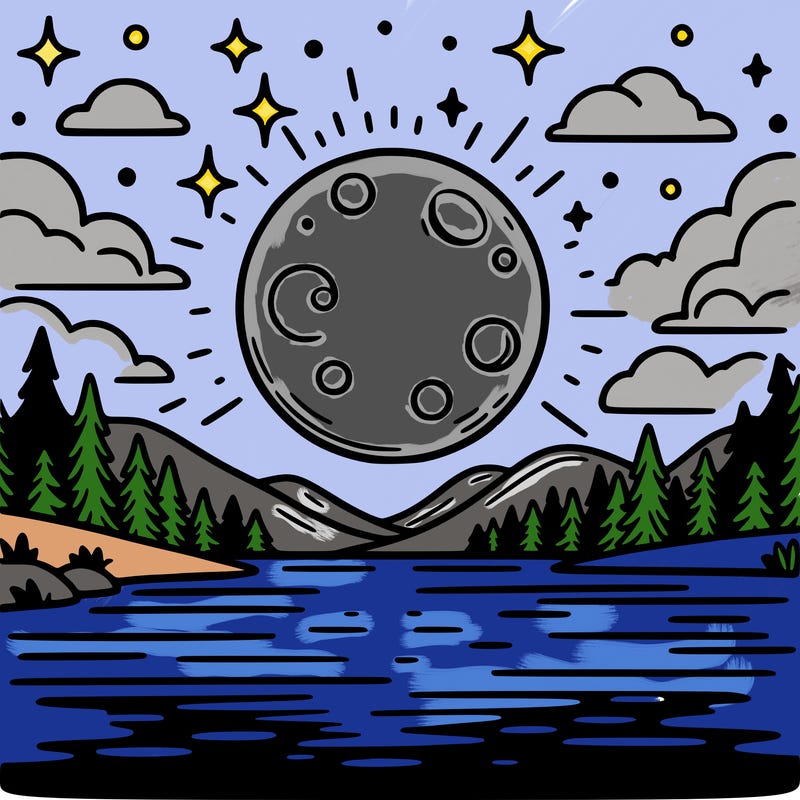 moonlight shining on a lake