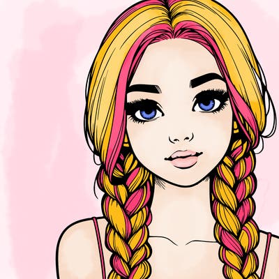 realistic girl with braids