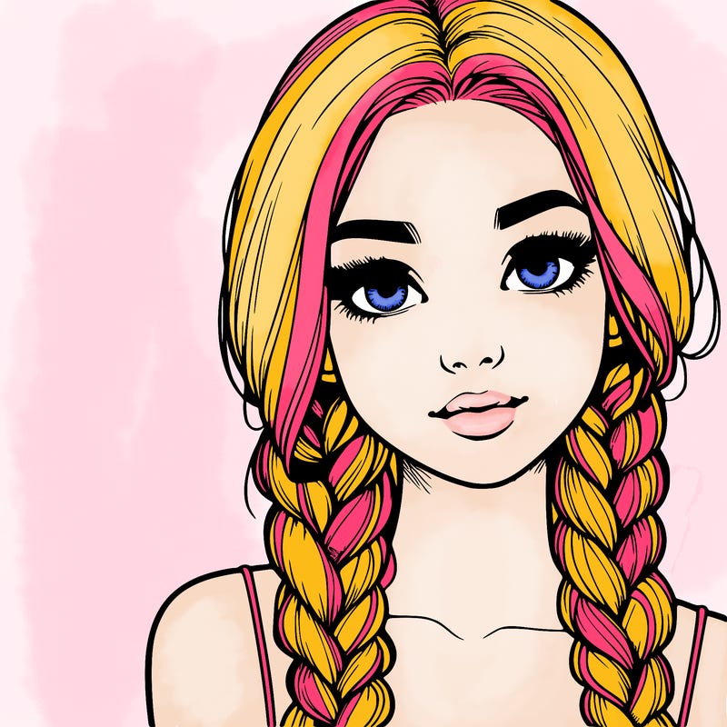 realistic girl with braids