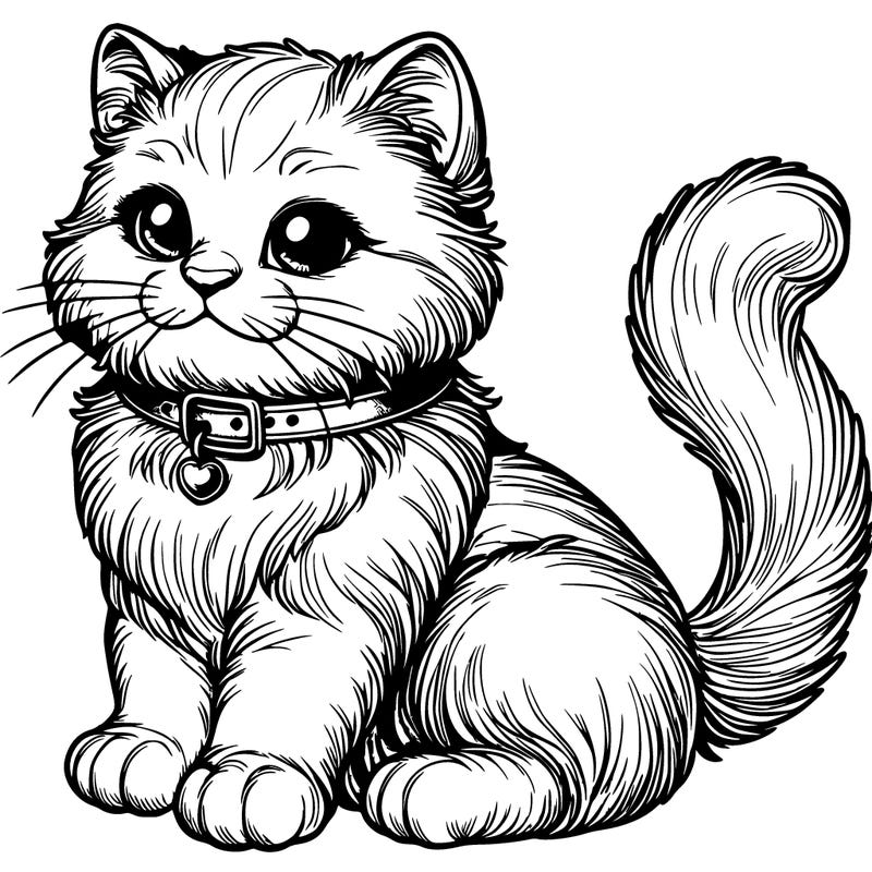 realistic cute and beautiful cat with collar