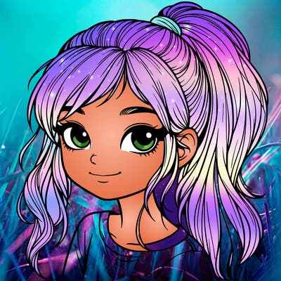 realistic girl with ponytail