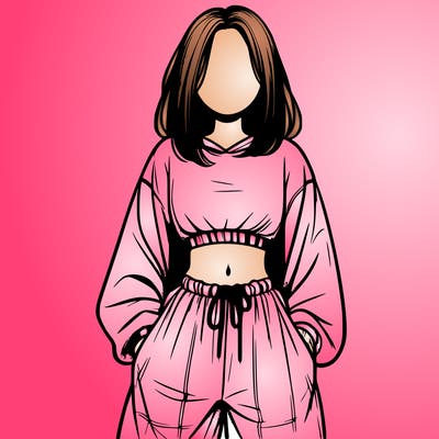 realistic girl faceless with baggy pants and a crop top