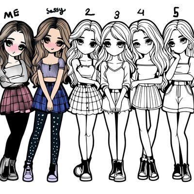 a group of girls realistic