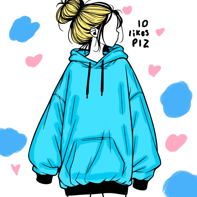 realistic girl with a oversized sweatshirt on and a bun