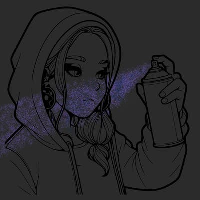 a realistic girl, spray painting