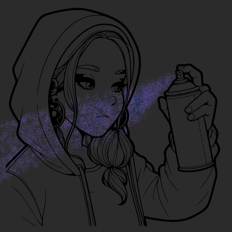a realistic girl, spray painting