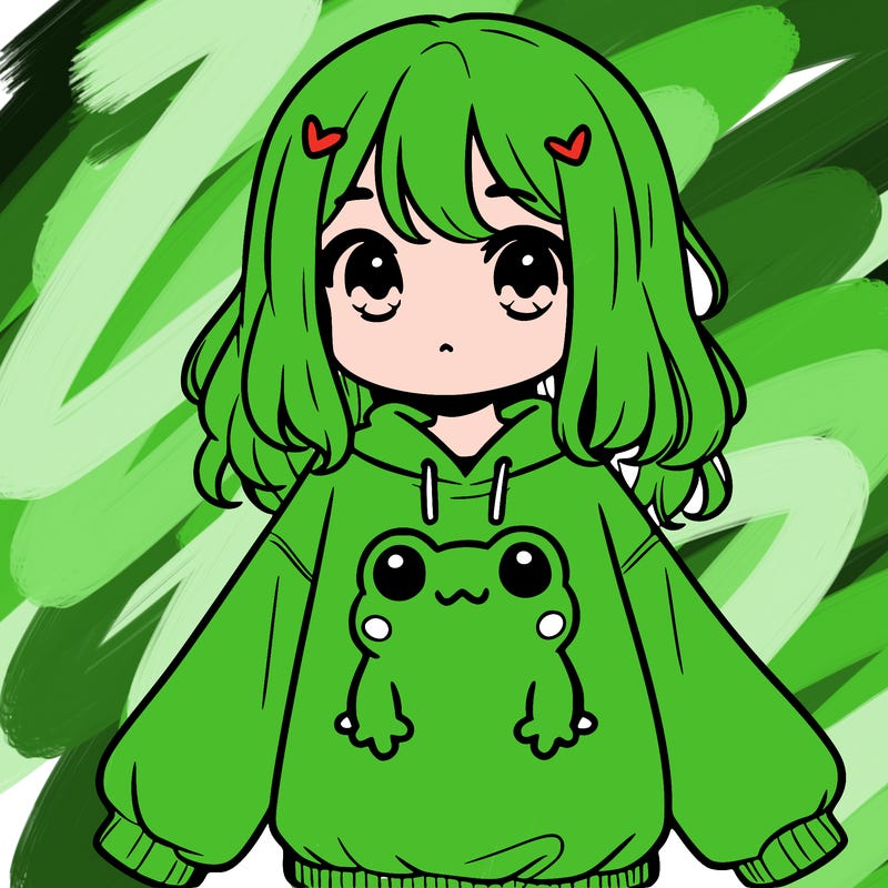 girl wearing frogging sweatshirt