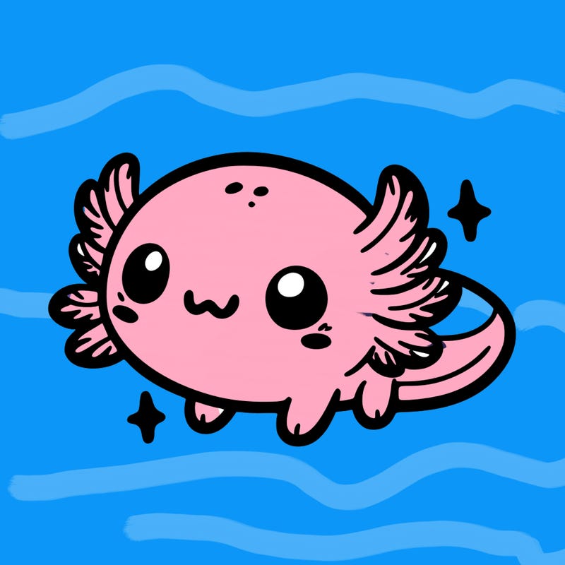 cute easy baby axolotl