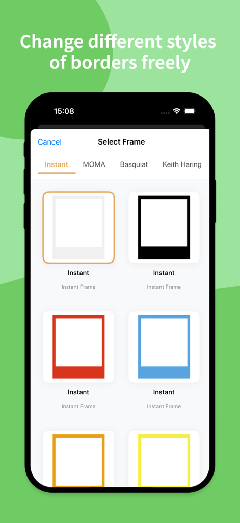 Film Border - Selection of colorful instant film borders in the Film Border app