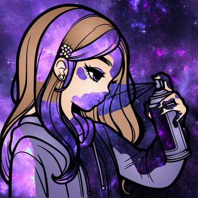 a realistic girl spray painting