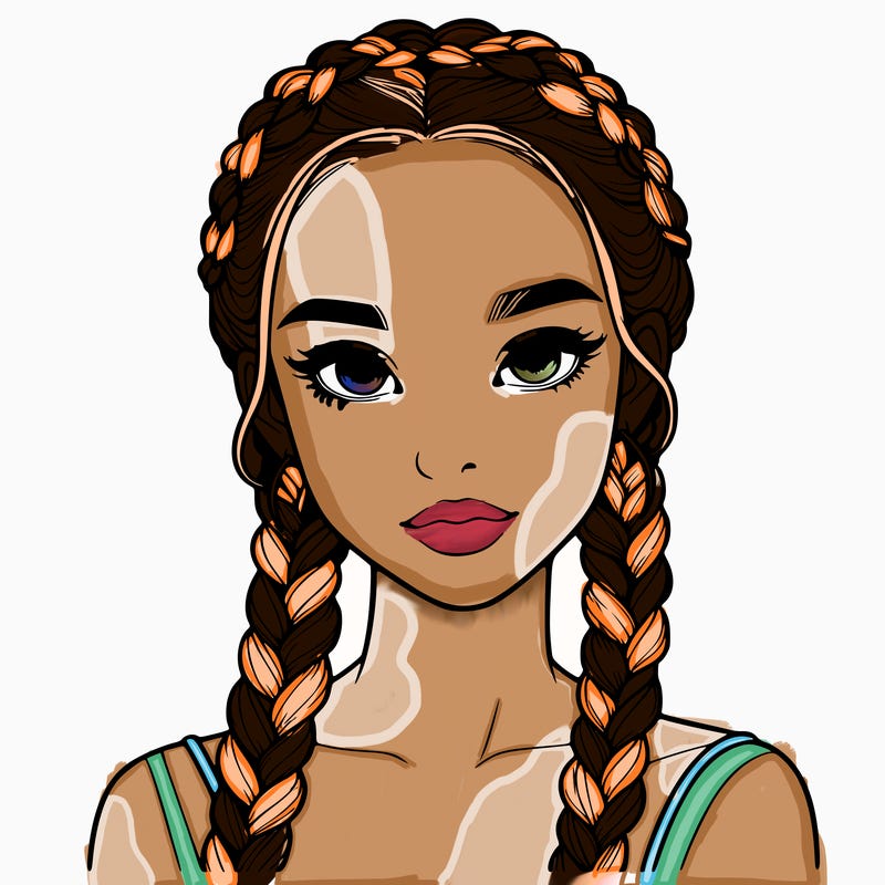 realistic girl with braids