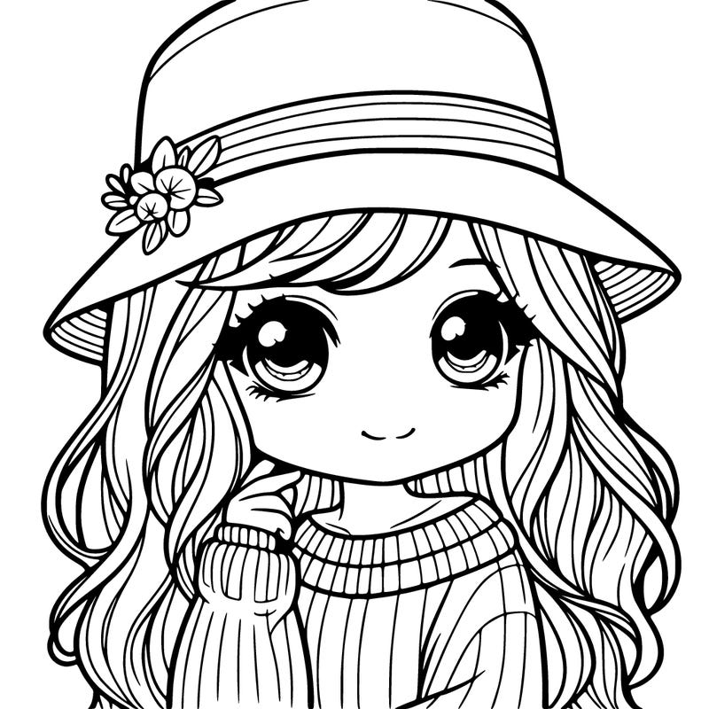 vcute realistic girl with hat