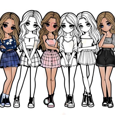 a group of girls realistic
