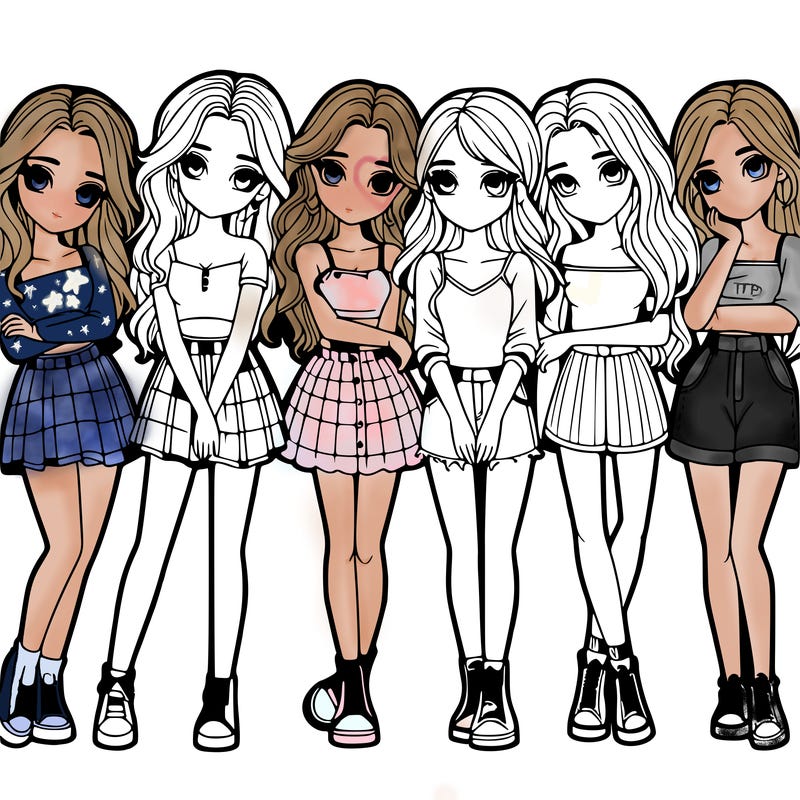 a group of girls realistic