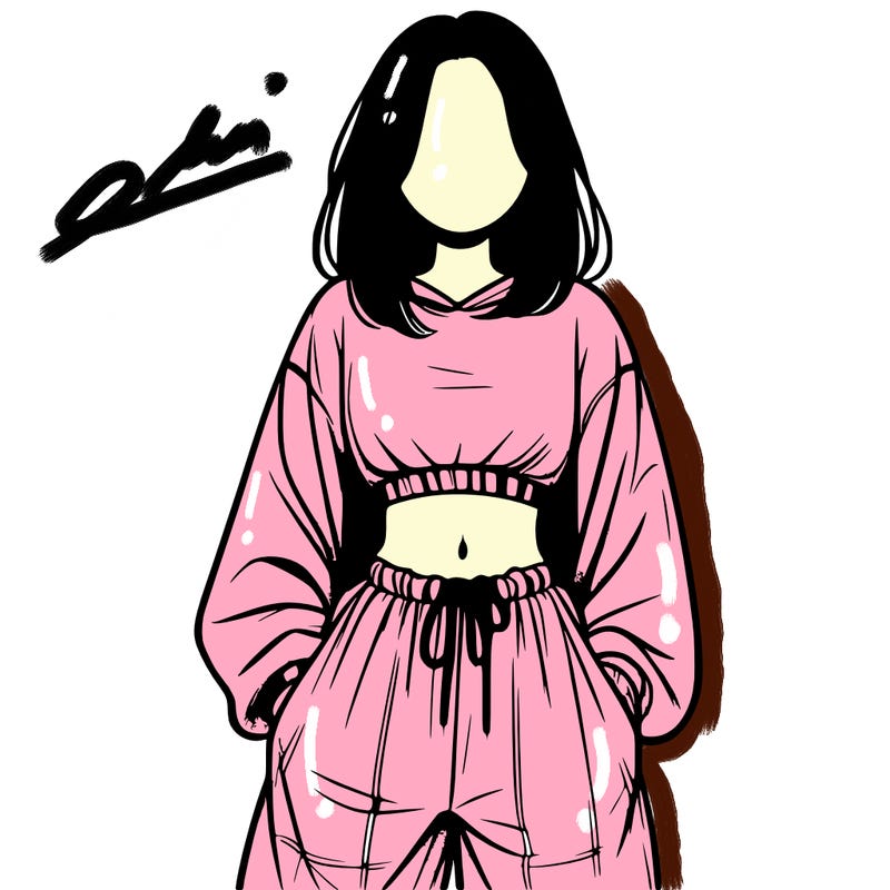 realistic girl faceless with baggy pants and a crop top