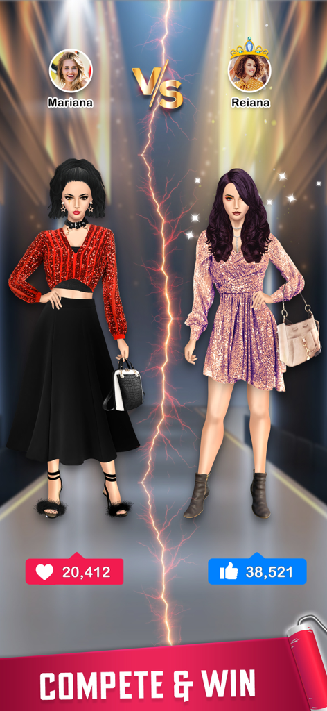 Fashion Show - Dress Up Games - Two models competing in a head to head fashion challenge with style points and likes