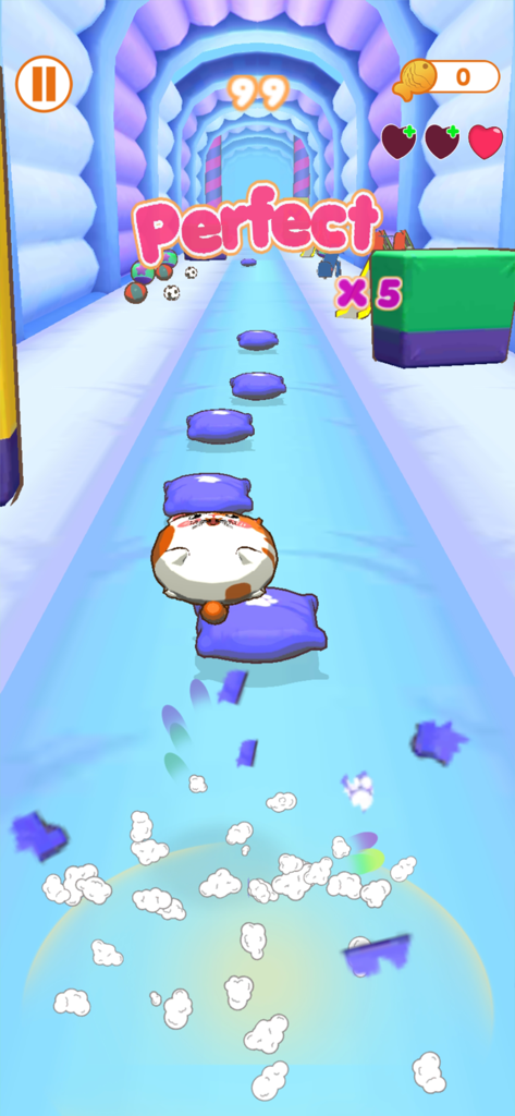 Cats HOP - Cute cat jumping on blue tiles in the Cats HOP rhythm game