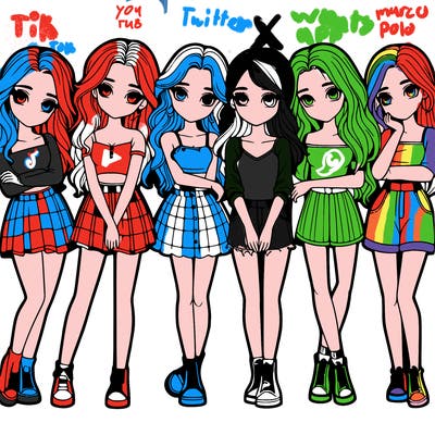 a group of girls realistic