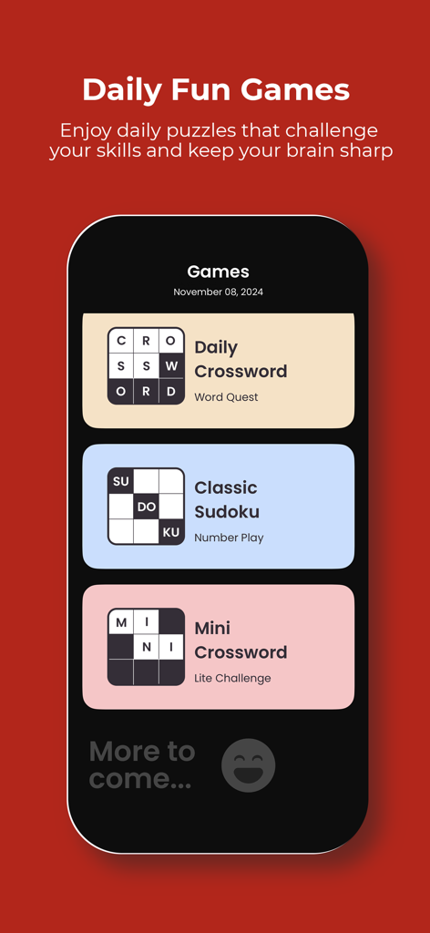 Times of India app daily fun games section featuring crossword and sudoku.
