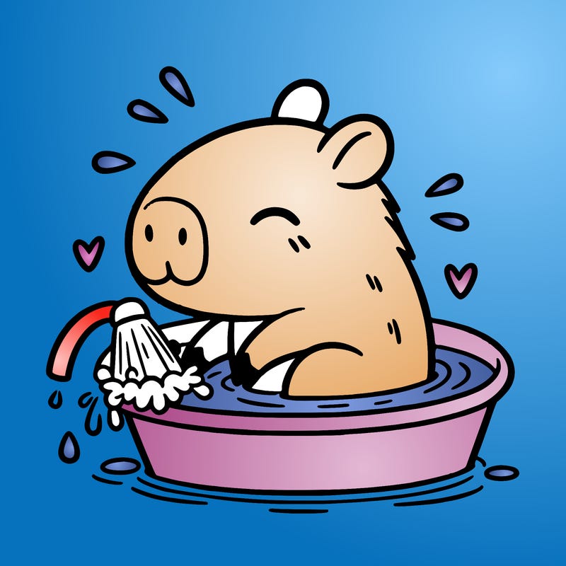 capybara taking a bath