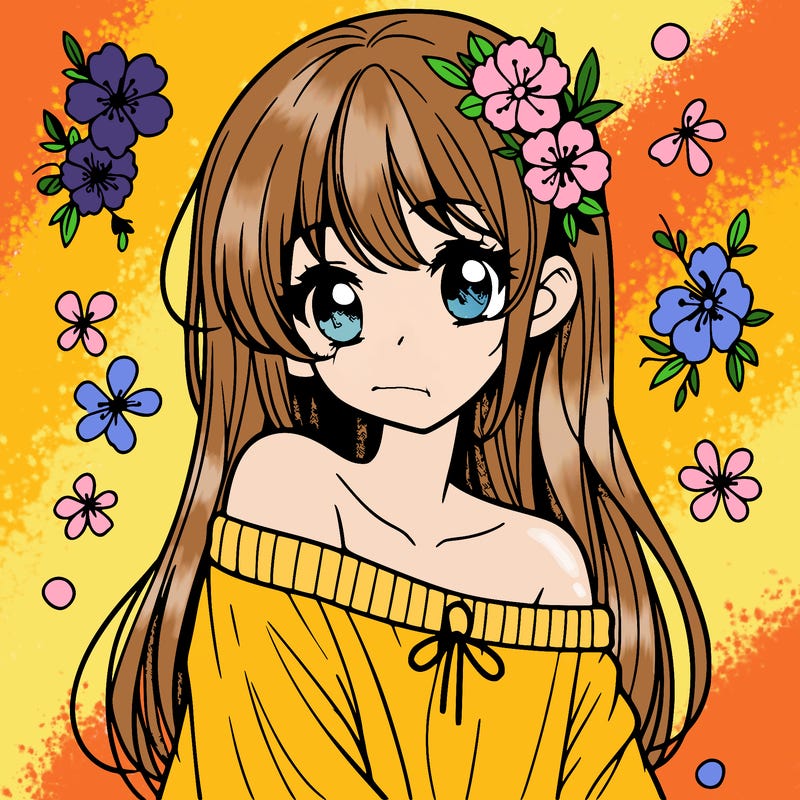 pretty anime girl with show shoulder shirt