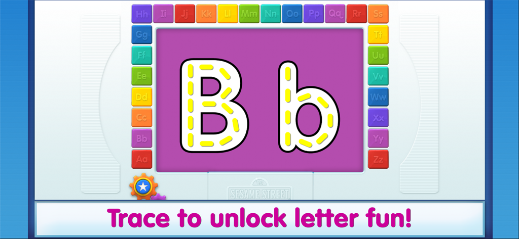 Letter B tracing activity screen in the Elmo Loves ABCs Lite educational app