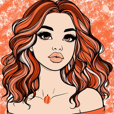 realistic girl with wavy hair and lips