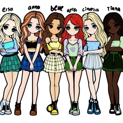 a group of girls realistic