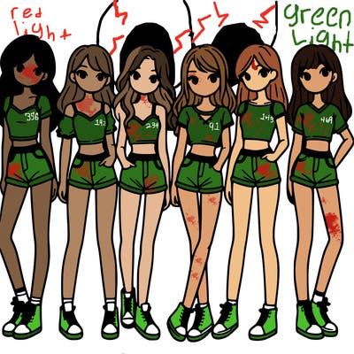 a group of girls wearing crop tops and shorts