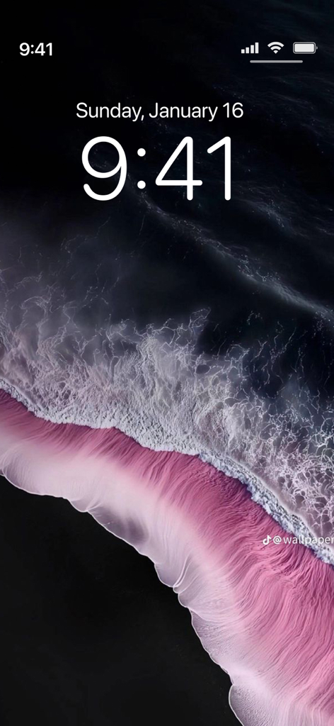 Black Aesthetic Wallpapers 4K - Black and pink wavy aesthetic wallpaper on an iPhone lock screen