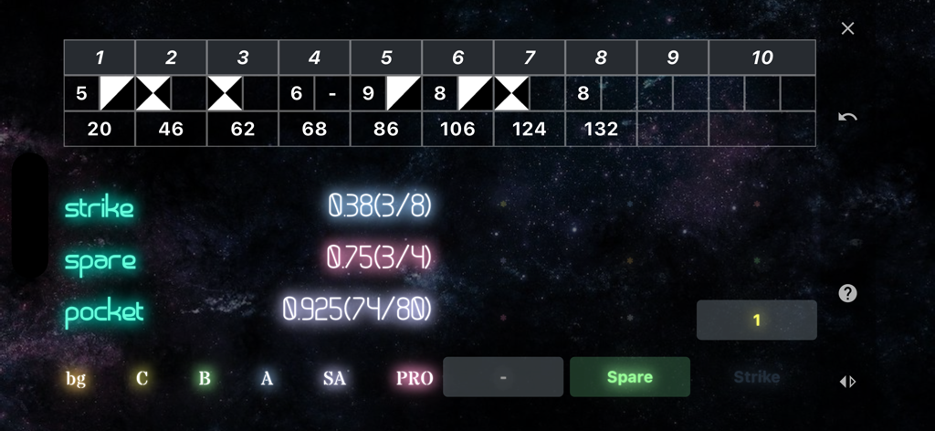 neon  cue sports score board - Billiards bowlard game scoreboard interface with neon theme and frame scoring
