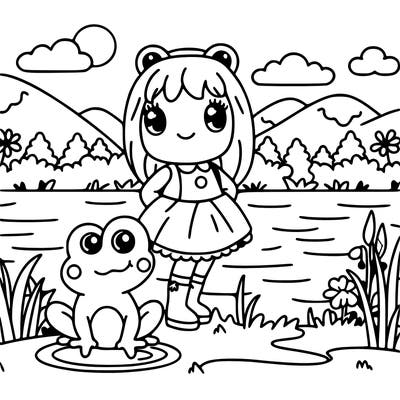 froggy girl bye a lake