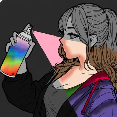 a realistic girl spray, painting