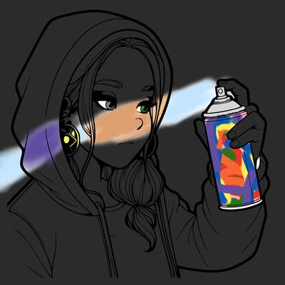 a realistic girl, spray painting