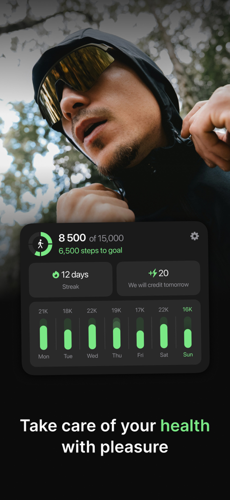 Stayfitt - Stayfitt App Dashboard zeigt Schrittfortschritt, Aktivitäts-Streaks und wöchentliche Fitnessstatistiken für Unternehmensemitarbeiter.