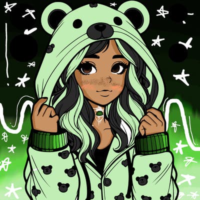 realistic girl in a animal pjs hoodie