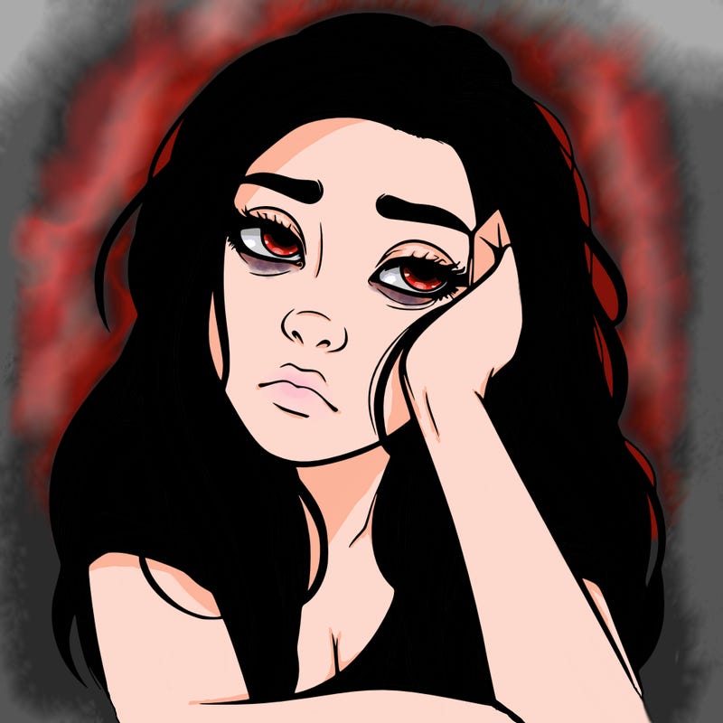 realistic tired pretty girl