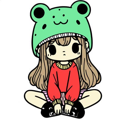 a girl wearing a frog hat and some frog socks