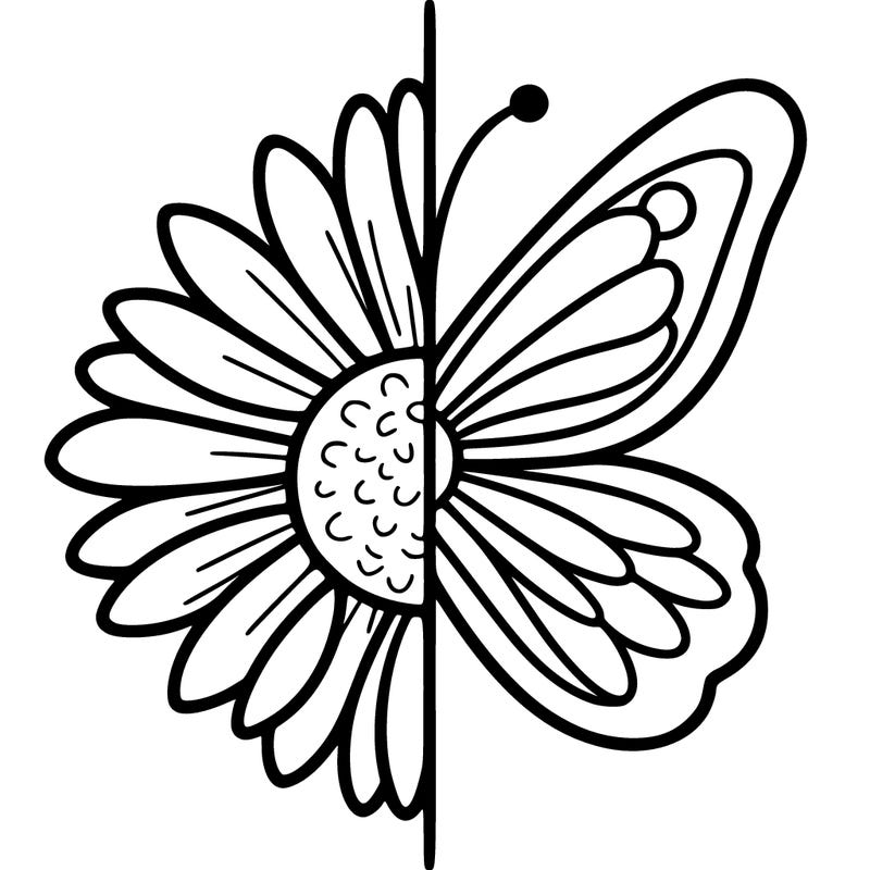 half flower, half butterfly.