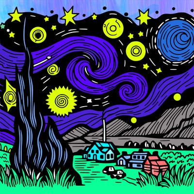 starry night van gogh realistic