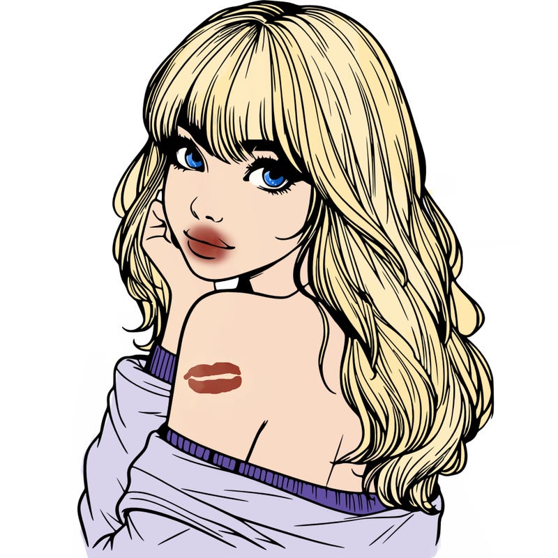 realistic girl with bangs looking over her shoulder