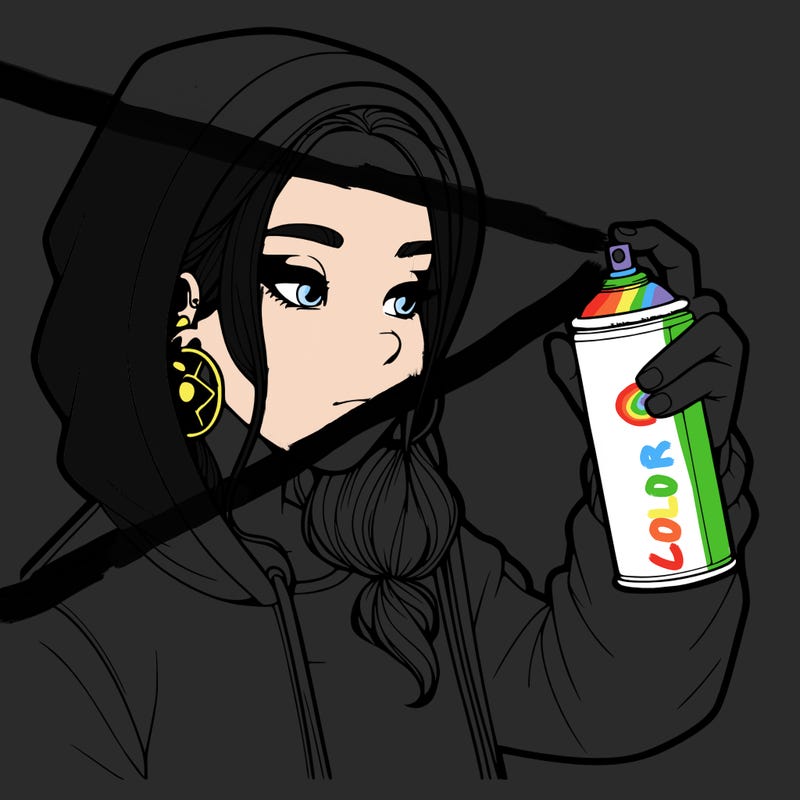 a realistic girl, spray painting