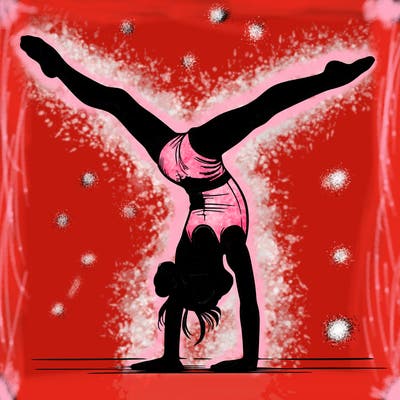 realistic gymnastic hand stand girl in four splits